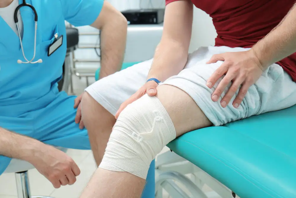 Patient recovering after revision knee replacement surgery under the care of Dr Sanjeev Jain